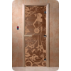 Дверь для сауны DoorWood (Дорвуд) 80x190 Основная серия Девушка в цветах (бронза матовое), правая
