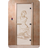 Дверь для сауны DoorWood (Дорвуд) 80x190 Основная серия Искушение (сатин), левая