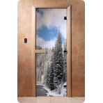 Дверь для сауны DoorWood (Дорвуд) 70x180 Фотопечать A095 правая, коробка ольха