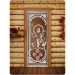 Дверь для сауны DoorWood (Дорвуд) 60x180 Престиж (с рисунком) Посейдон левая (бронза)