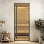 Дверь для турецкой бани DoorWood (Дорвуд) 70x180 АРТ Wood 125 бронза матовая, правая