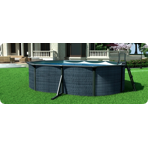  Морозоустойчивый бассейн PoolMagic Rattan овальный 6.1x3.6x1.3 м (скиммер, шланги, подложка, тент)